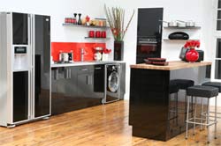 Элегантный новый дизайн кухни от LG Electronics в черном цвете
